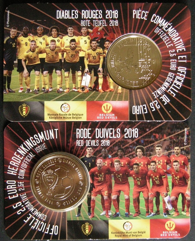 (afbeelding voor) 2,5 Euro Belgie 2018 Rode Duivels ( Nederlandsa ) in coincard